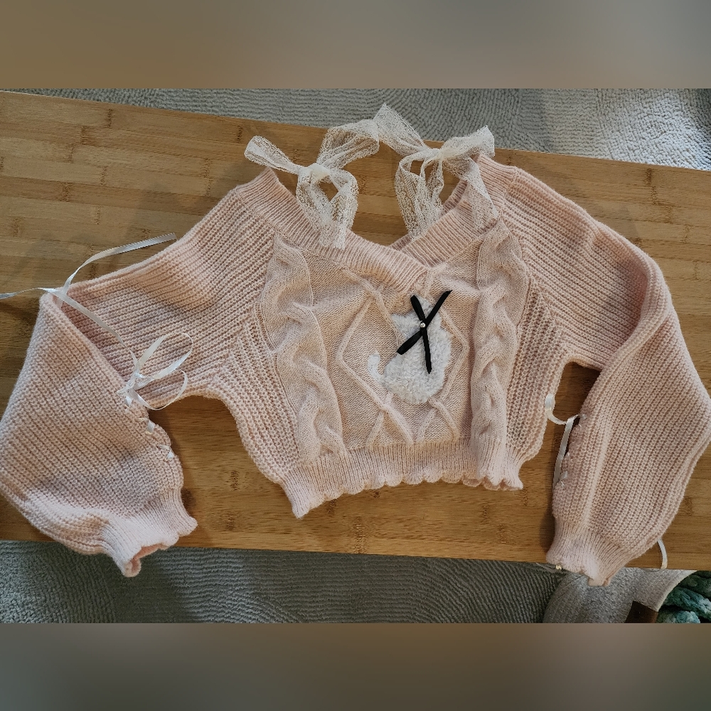 Elegant Pink Knit Sweater